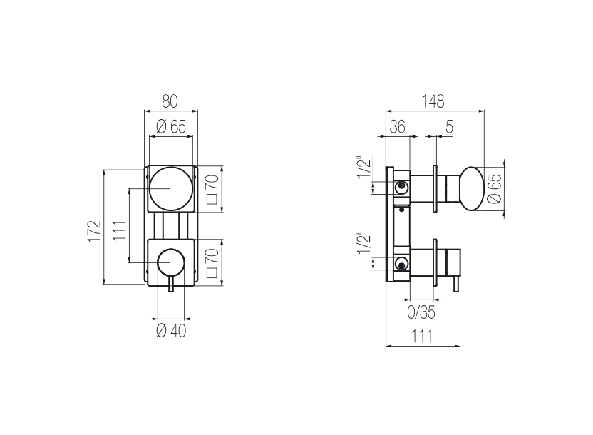 Shower mixer with integrated 2-way diverter