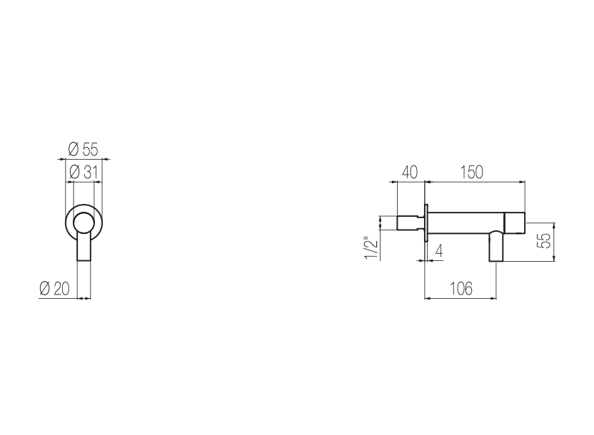 Wall-mounted cold water tap