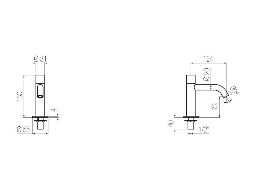 Deck-mounted cold water tap