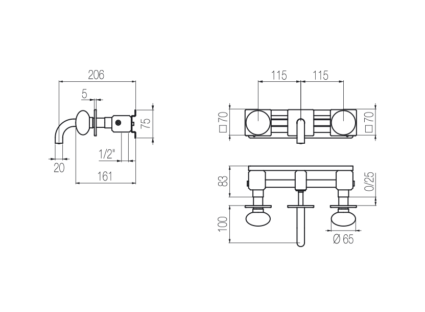 Wall-mounted basin tap