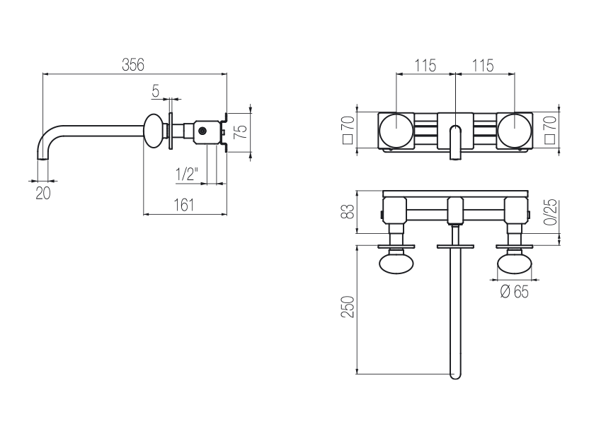 Wall-mounted basin tap