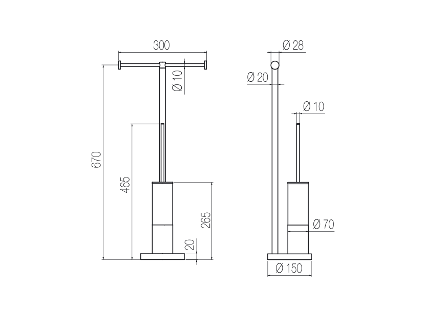 Free-standing wc set