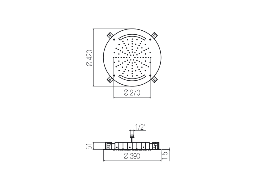 Deckenbrausen mit perimetraler Chromotherapie 