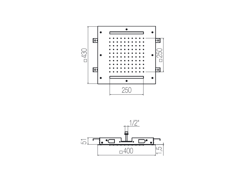 Deckenbrausen mit perimetraler Chromotherapie 