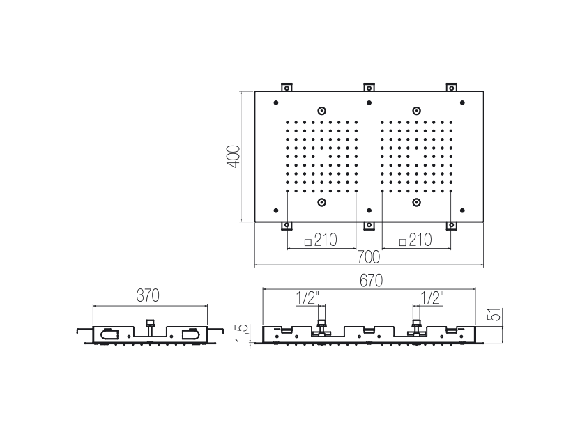 Rectangular ceiling plates