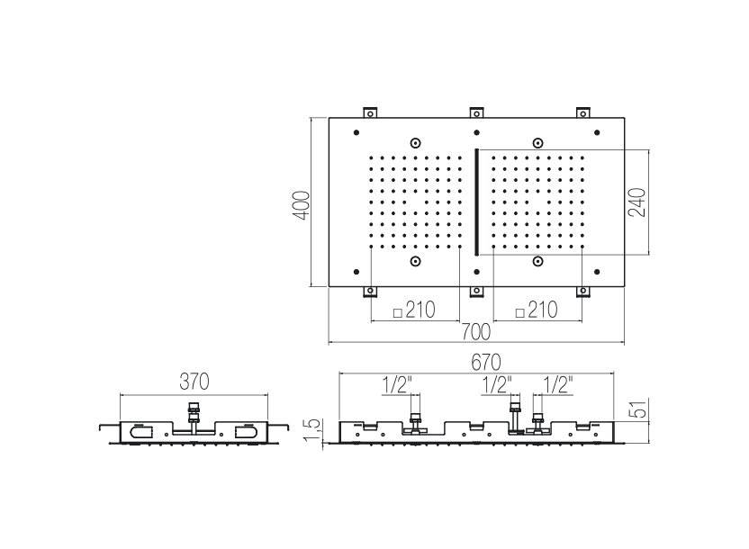 Rectangular ceiling plates