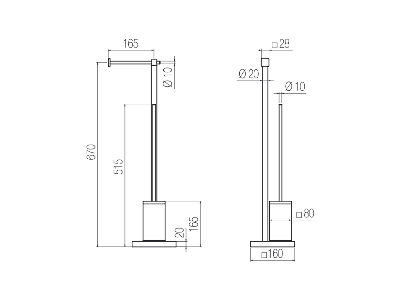 Free-standing wc set