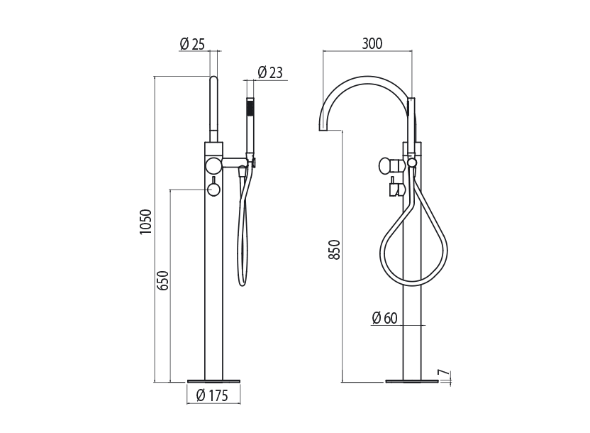 Free-standing bath mixer