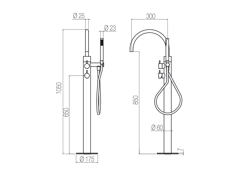  Free-standing bath mixer