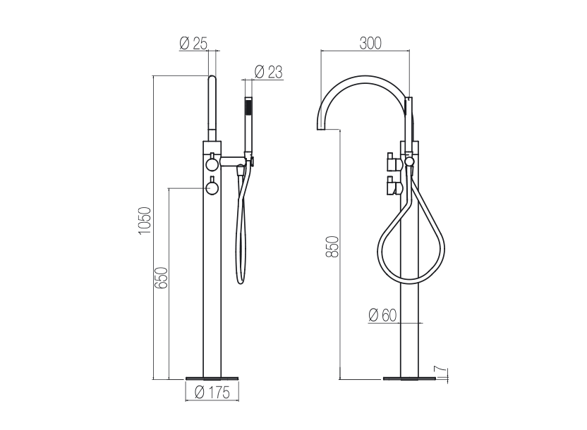 Free-standing bath mixer