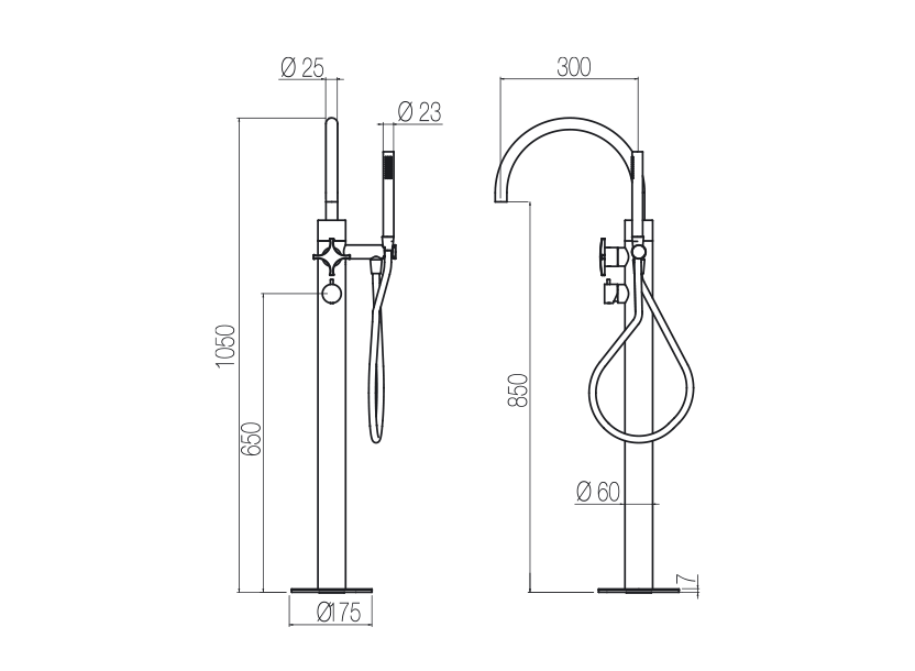 Free-standing bath mixer