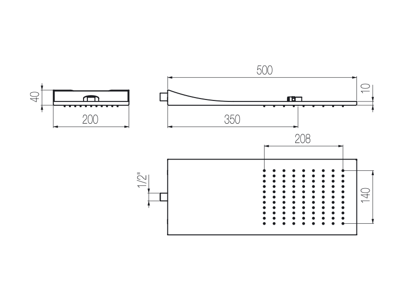 Rectangular shower heads