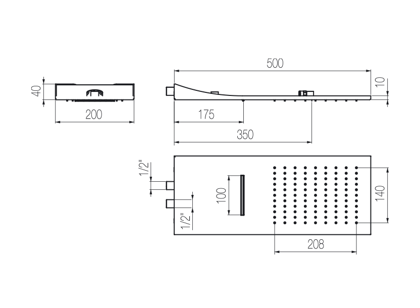 Rectangular shower heads