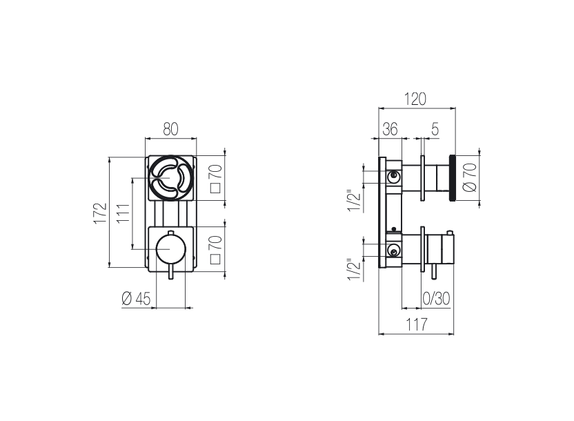 Miscelatore Doccia Incasso a 2 Vie con Design Quadrato, Deviatore Integrato  con Soffione 300mm e Doccetta 