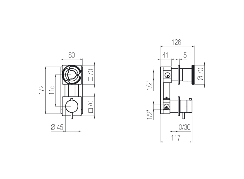  Thermostatic shower mixer with integrated 3-way diverter