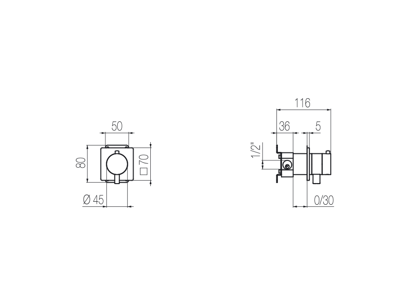 Wall-mounted thermostatic mixer