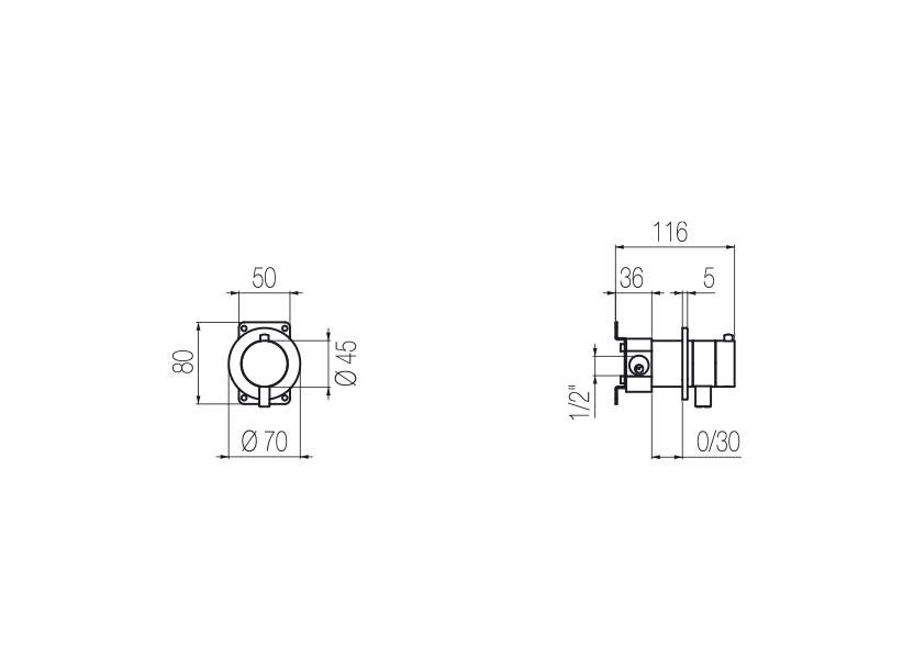 Wall-mounted thermostatic mixer