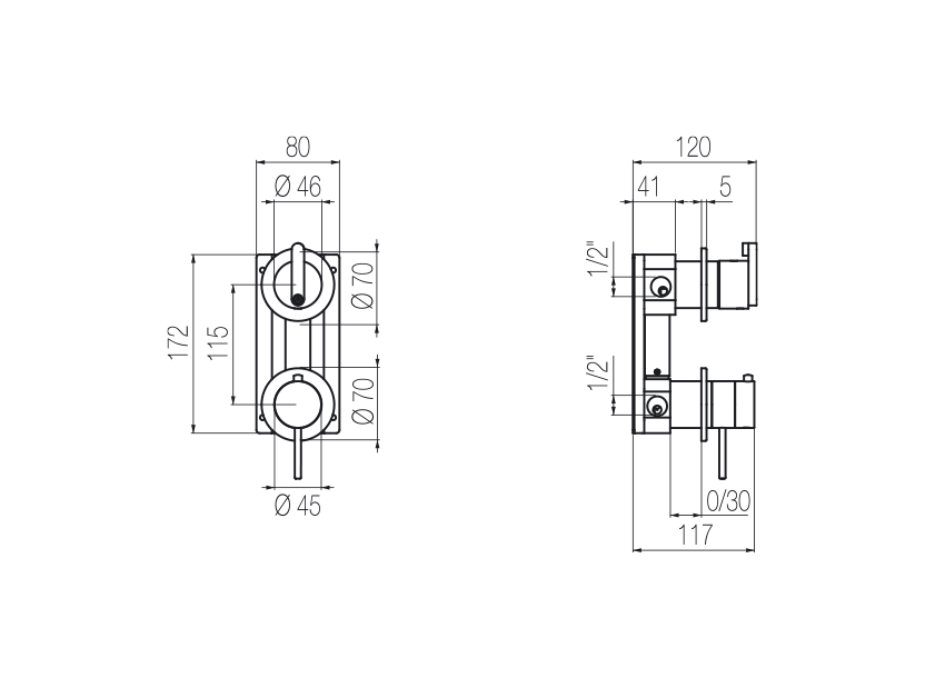  Thermostatic shower mixer with integrated 3-way diverter