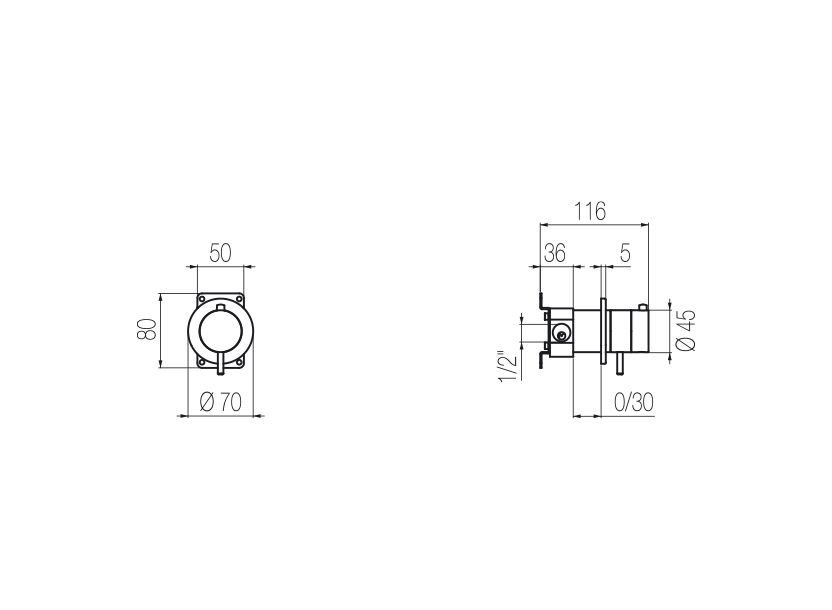 Thermostat-Armatur für Wandmontage