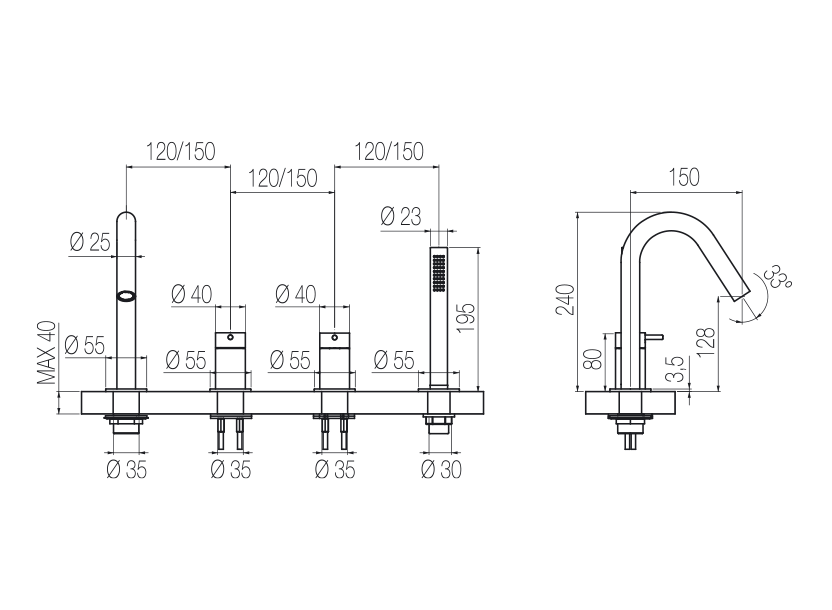  4-hole bath group