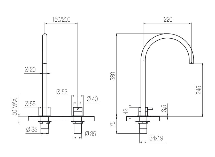 Lavabo 2 fori 