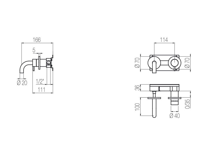  Wall-mounted basin mixer