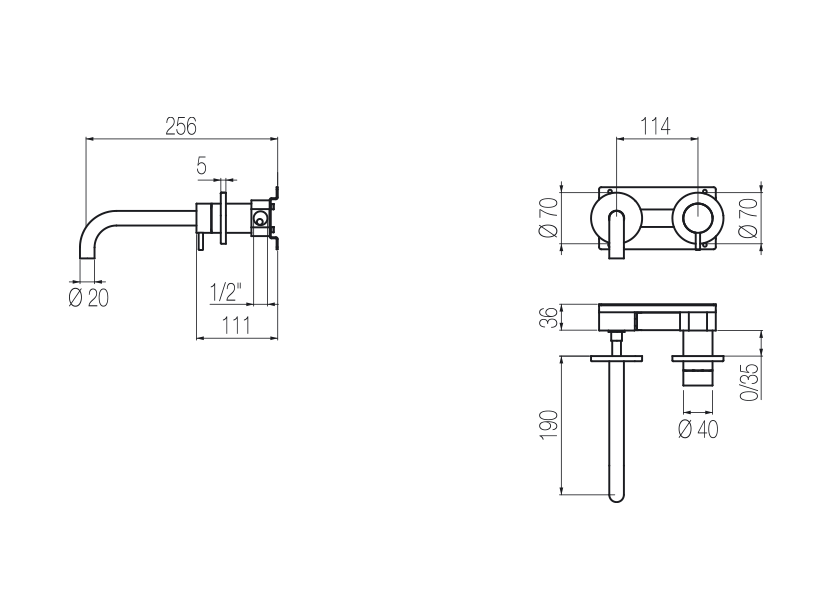  Wall-mounted basin mixer