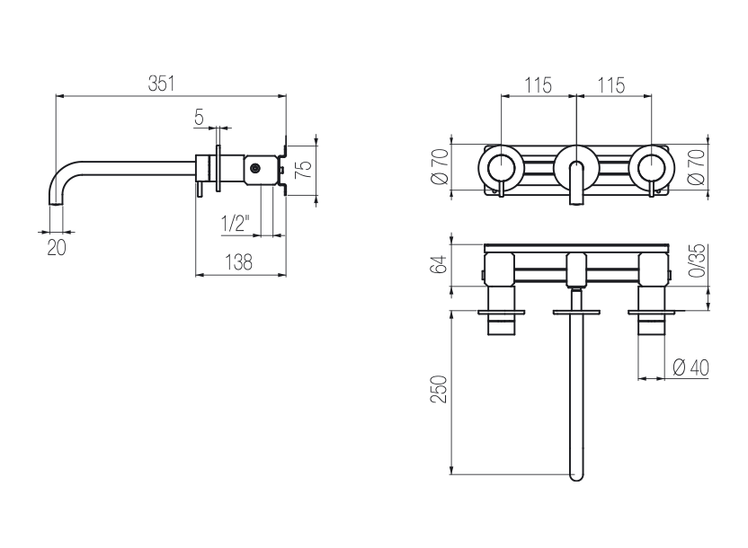  Wall-mounted basin tap