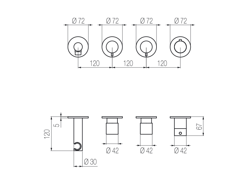  High flow rate horizontal thermostatic set