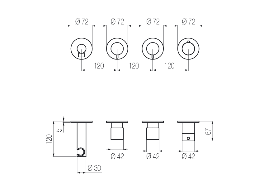 Horizontales Thermostat-Duschset mit hohem Durchfluss