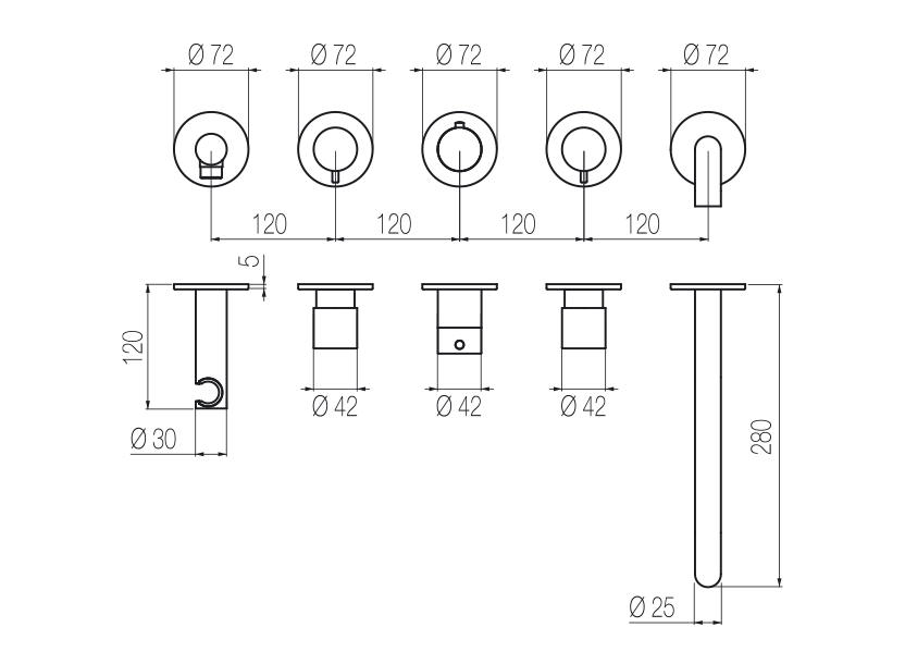 Set vasca termostatico orizzontale a grande portata 
