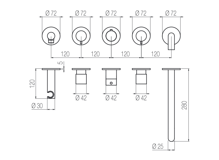  High flow rate horizontal bath set