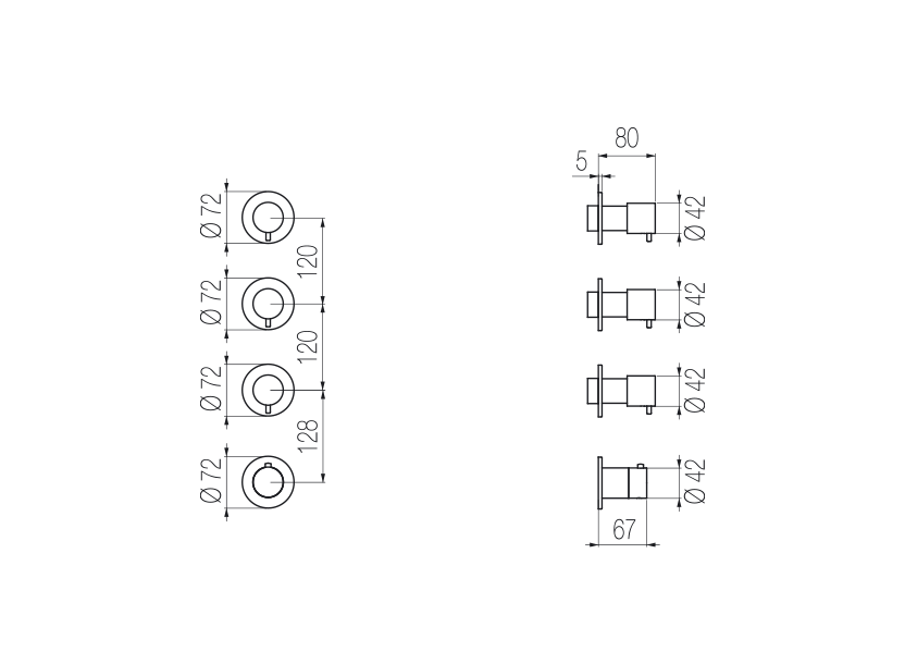  Thermostatic mixer with 3 manifolds