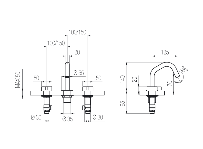 Lavabo 3 fori 