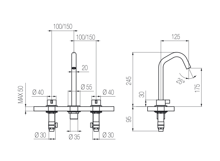 Lavabo 3 fori 