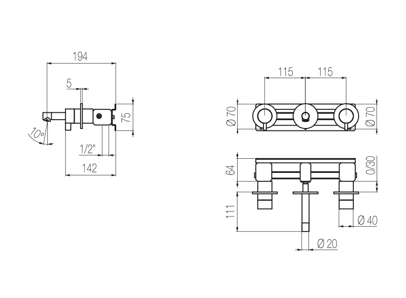 Wall-mounted basin tap