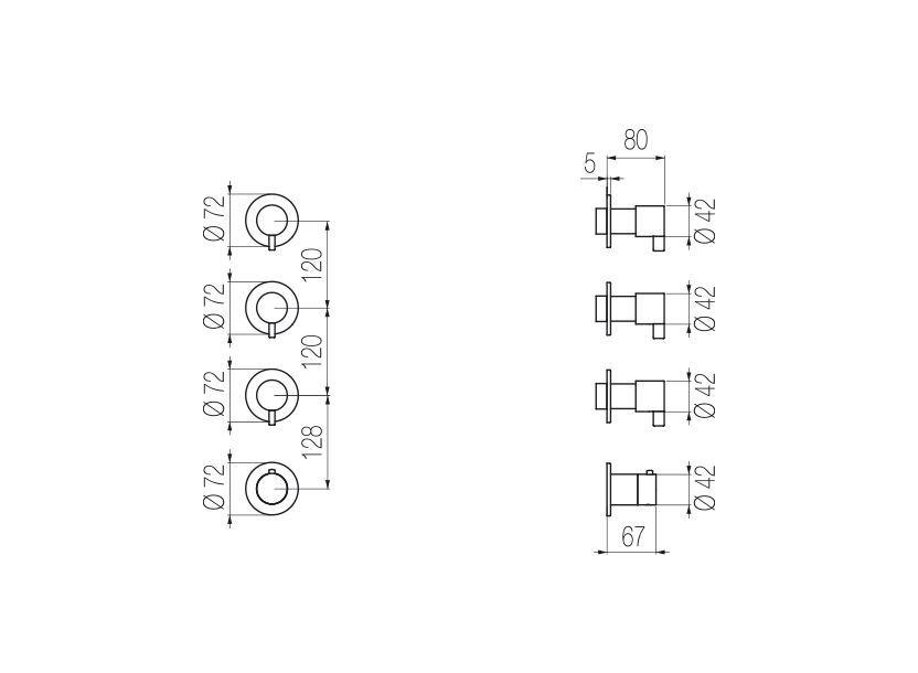 Thermostatic mixer with 3 manifolds