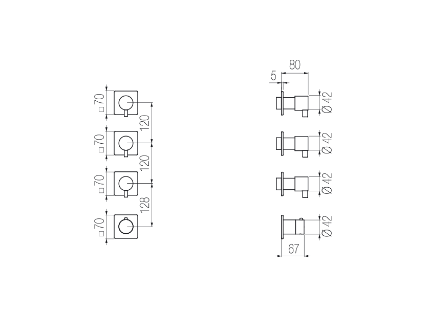 Thermostatic mixer with 3 manifolds