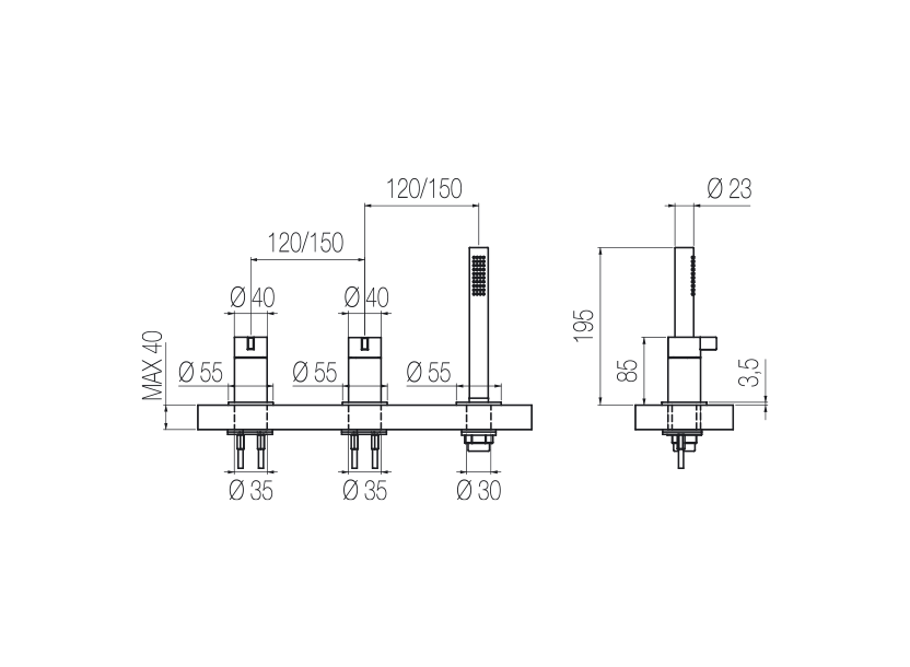 3-hole bath group