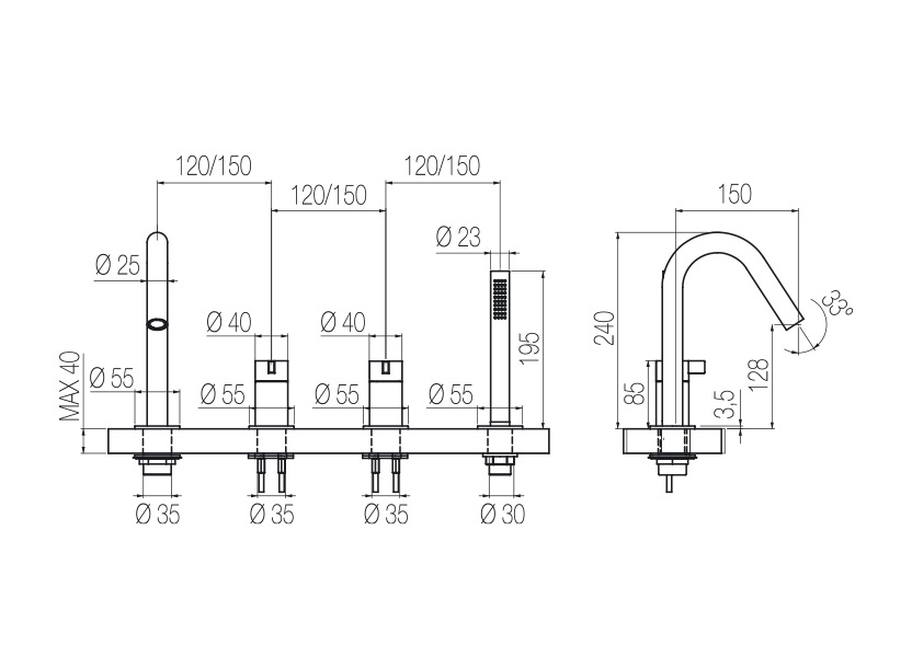 4-hole bath group