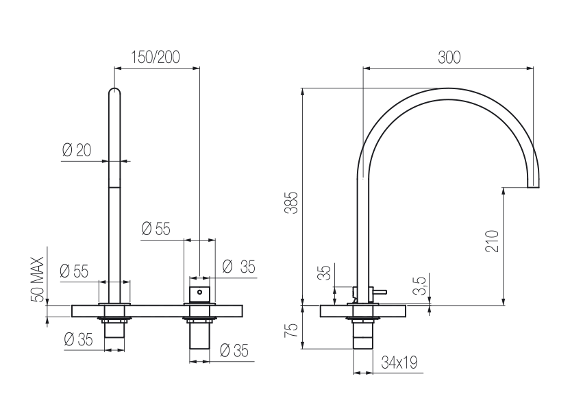 Lavabo 2 fori 