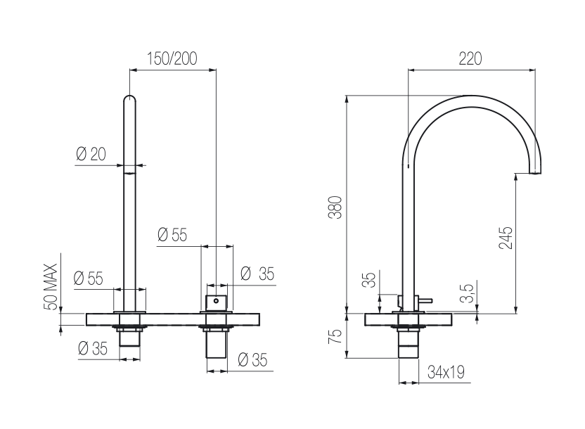 Lavabo 2 fori 