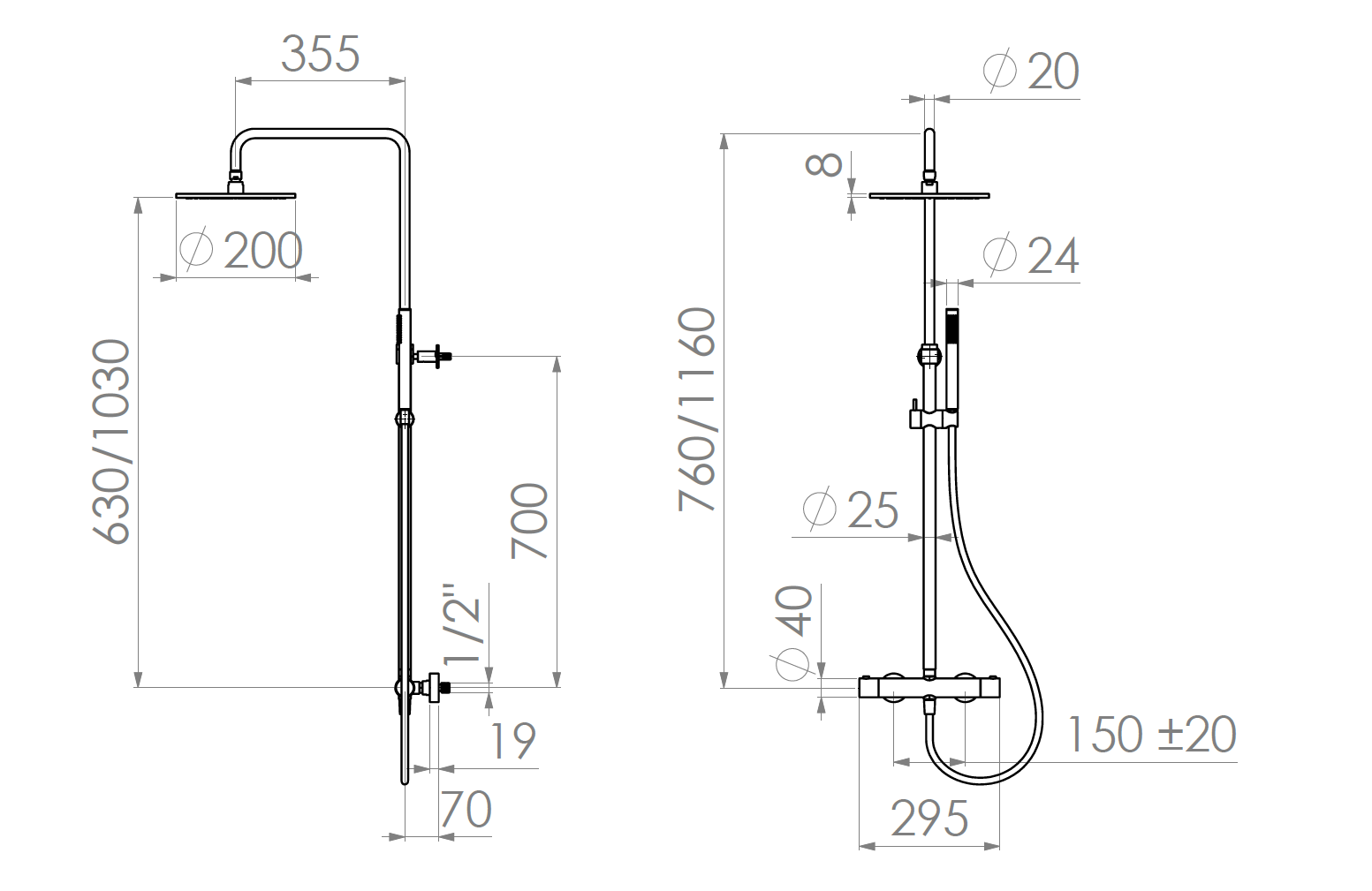 External shower column