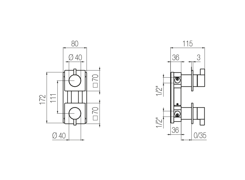 Shower mixer with integrated 2-way diverter