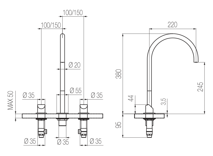 Lavabo 3 fori 
