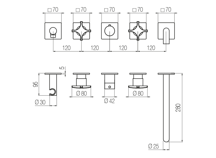 High flow rate horizontal bath set