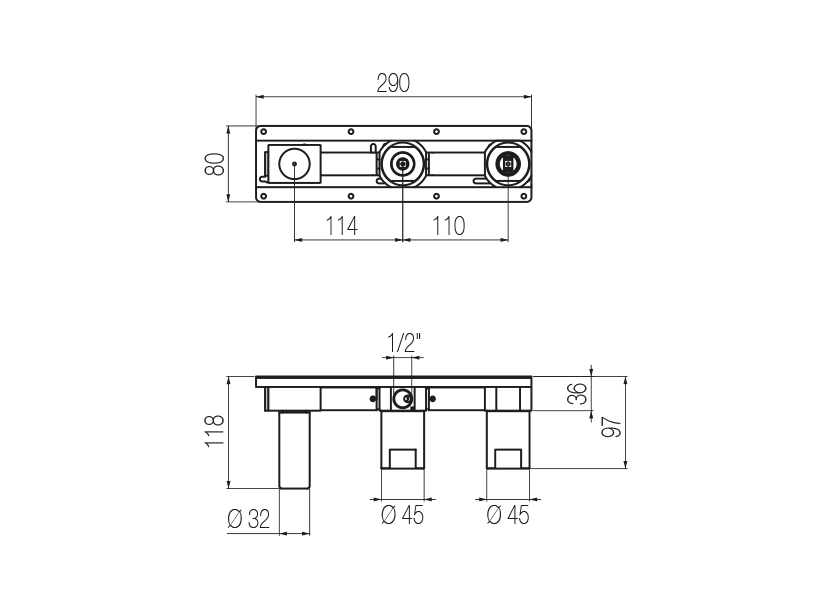 Shower/bath mixer built-in part