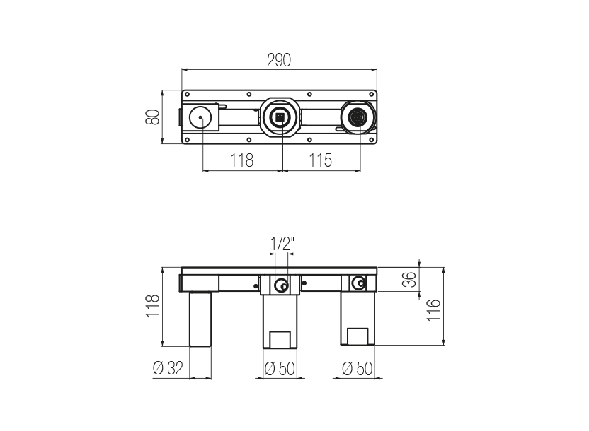 Shower/bath mixer built-in part