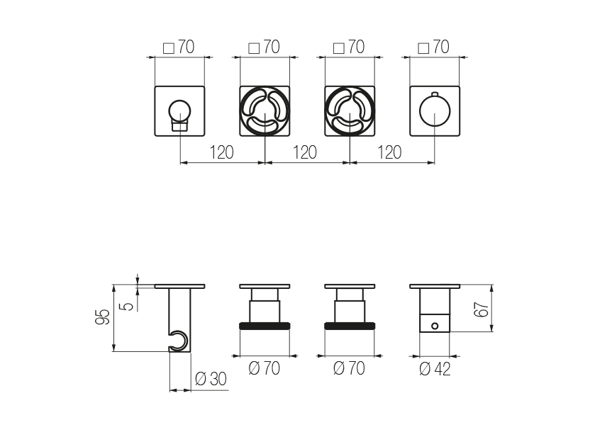  High flow rate horizontal thermostatic set