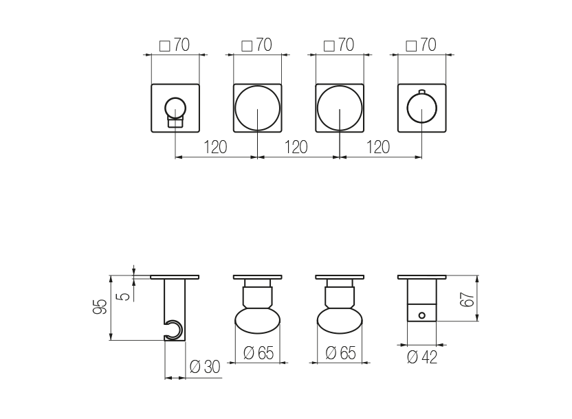High flow rate horizontal thermostatic set